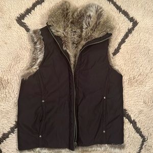 Weatherproof reversible faux fur vest, size small